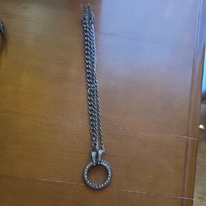 Silver Chain Necklace with Circular Pendant